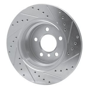 BMW X5 Brake Rotor (1) - Rear Left - R1 Concepts - Drilled & Slotted - Silver - `02-`06